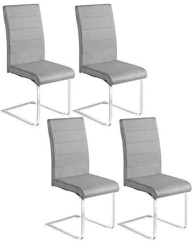 WOLTU Juego de 4 Sillas de Comedor,Terciopelo, Gris Oscuro