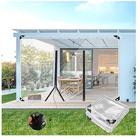 Bâche en PVC avec Fermeture À Glissière, 700 g/m², lourd Bâche Transparente 0.5mm PVC avec Porte Zippée Rideau Exterieur Imperméable pour Pergola, Cabanon, Porche ( Size : H2.1xW3.5m/H6.8xW11.4ft )