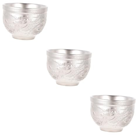 ABOOFAN 3stücke Vintage Chinesische Stil Teetasse Aus Silber Handgefertigte Kung Fu Teetasse Für Teezeremonien Und Gesellige Runden Widerstandsfähig Und Leicht Zu Reinigen