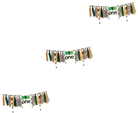 DECHOUS 3 Stücke Bunte Baby Ersten Geburtstag Party Banner Dschungel Thema Esszimmer Stuhl Flagge Party Bunting Dekorationen