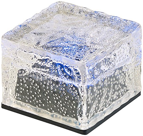 Lunartec LED Pflaster-Steine: Solar-RGB-LED-Glasbaustein mit Dämmerungsssensor, Versandrückläufer (Solar Einbauleuchte Pflaster, Glasbaustein Dekoration, Teich)