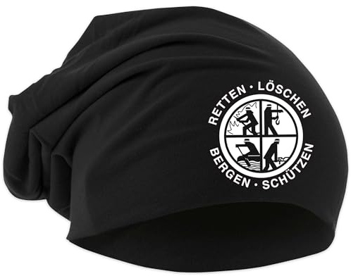 UGLYSHIRT Feuerwehr Mütze | Firefighter Hat Dehnbar Feuerwehrmann FFW Strickmütze 112 Mütze Hut Logo | Beanie M2