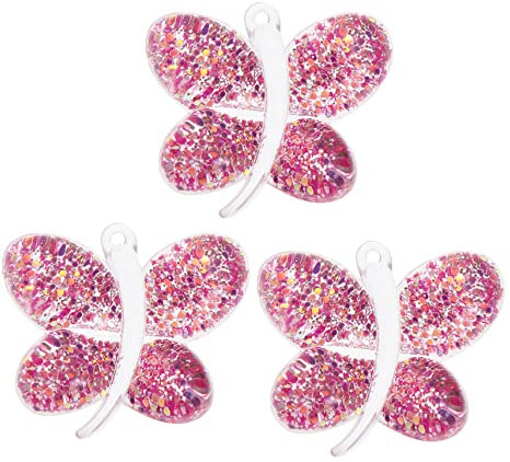 STOBOK 3St DIY zubehör rosa Armband Ohrring-Anhänger Charm-Armbänder dekorativ Schlüsselanhänger Ornament Schmuck geformte Anhänger Pailletten-Anhänger Charme Dekorationen Halskette Acryl