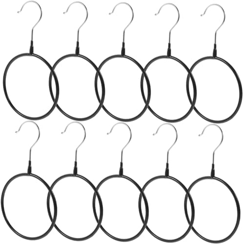 OFFSCH Appendino Antiscivolo Nero per Sciarpe e Cravatte in Acciaio Inossidabile Rivestimento in Pvc, Organizer per Camera e Armadio, Set da 10 Pezzi Salvaspazio