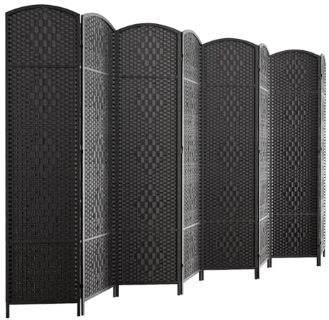 HALLYBEE Room Divider for Space Separation, Room Dividers and Folding Privacy Screens, 6ft Wall Partitions, Privacy Screen, 16in Folding Panel Separation 8 Panel, Black