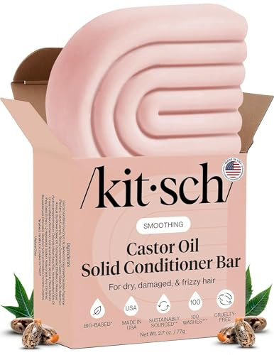 Kitsch Barre revitalisante à l'huile de ricin pour la croissance des cheveux et la nutrition du cuir chevelu – 77 g | Après-shampoing hydratant, hydratant et lissant pour homme et femme - Soin capillaire sans sulfate, silicone et paraben