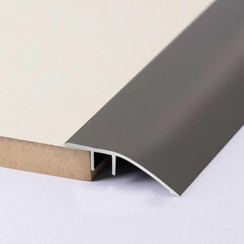 SFQEVHRZ Fußbodenschwelle Transition Strip， Schwellenübergangsleiste aus Aluminium, Gebogene Bodenkantenleisten for Hartholzböden/Fliesen, wasserdichte und langlebige Trennleiste(Dark Gray)