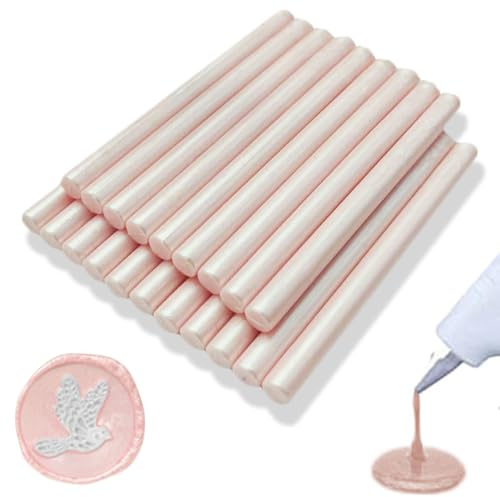 Ioggtser 20 PCS Mini Klebepistole Wachs-Siegel-Stick für Stempel, Hochzeit Einladungen, Karten, Umschläge (Pearlescent Pink)