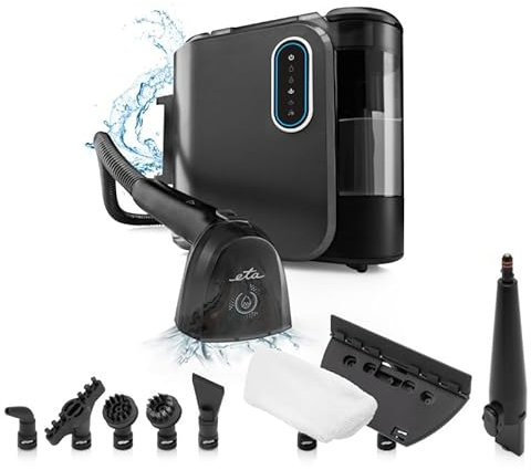 ETA Steam Clean I 13kPa I Pulitore a vapore multifunzione I pulitore a vapore per tappeti, divano, tappezzeria, scale, auto, 4 modalità di pulizia, display a LED