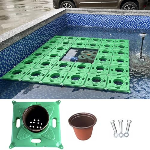 Ensemble de paniers de plantes flottants pour étang, aquarium, jardinière flottante en plastique pour étang à koï, île d'aménagement paysager pour décoration d'étang, comprend des pots de fleurs et