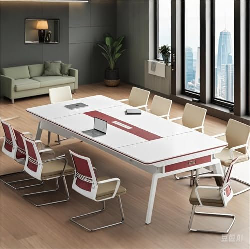78,7 Großer Büro-Konferenztisch, moderner Business-Konferenzraumtisch, 2–6 Personen, Seminartisch mit Kabeldurchführungen for Besprechungsklassen, Seminare [ohne Stühle]