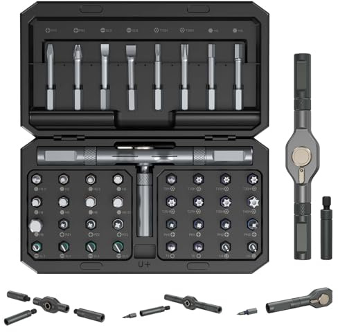 OQIMAX Juego de destornilladores magnéticos 42 en 1, juego de destornilladores de trinquete DIY con 40 puntas magnéticas, kit de destornilladores de trinquete múltiple, herramientas de reparación