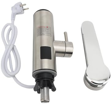 lyrlody Elektrischer Wasserhahn, Armatur mit Sofortiger Warmwasserbereiter 3300W Badarmatur Elektrisch mit LED Temperaturanzeige, für Küche Garten Bad Wohwagen Camping Armatur