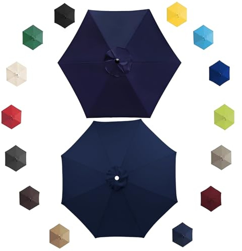 Toldo de Recambio de Sombrilla 3.0/2.7/2.3/2.0 Metros para 6/8 Brazos, Cubierta de Sombrilla de Tela de Repuesto, para Jardín, Patio, Terrazas, Cubierta de Repuesto para Paraguas(Azul marino,2.0m/8 Ar