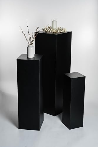 STEMA Seyfried Dekosäule innen/außen, Säule/Podest/Sockel in 3 Größen (Schwarz Matt, Außensäule 80x25x25 cm)