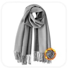 Kaschmir Schal Damen Doppelseite mit Quasten Winterschal Damen Winter Kuschelig Tücher für Einfarbiger Wendeschal Weich Cashmere Scarf Weihnachtsgeschenke für Frauen,200x60CM Dunkelgrau und Hellgrau