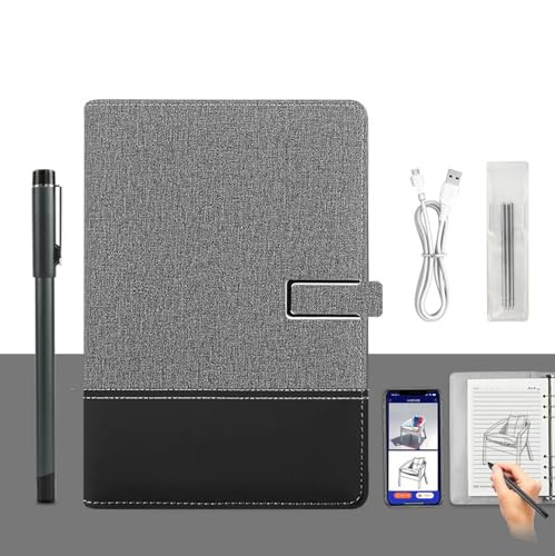 Syncify Digital Sketchbook Pro V2 - A5 Erasable Paper Refill + 5 Spare Refills, Smart Sync Pen & Notebook for Drawing, Writing, Note-Taking(Black b)