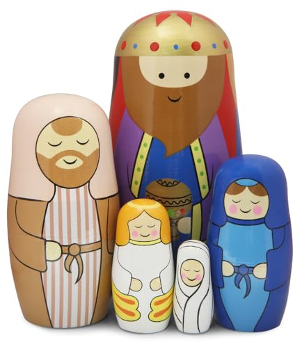 Boerni Ensemble de 5 poupées Russes Matriochka en Bois, représentant la Famille du Roi. Jouets à empiler, décorations pour Enfants et Adultes, Pâques, Anniversaire, Noël, Bureau, Cadeau.