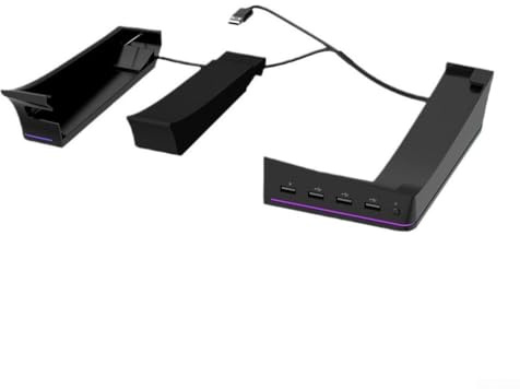 Pro Ständer mit 14 LED-Modi und 4 USB-Hubs – horizontales ABS-Dock für PS5 Pro digitales und optisches Laufwerk, kompatibel mit PS5 Slim, Schwarz (schwarz)