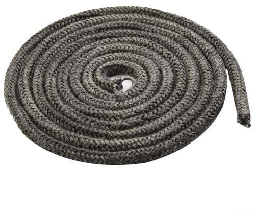 Joint de porte en fibre de verre pour poêle à bois, brûleur à bois, poêle à granulés et cheminée, cordon d'étanchéité résistant à la chaleur compatible avec chaudières et fours industriels (12 mm)