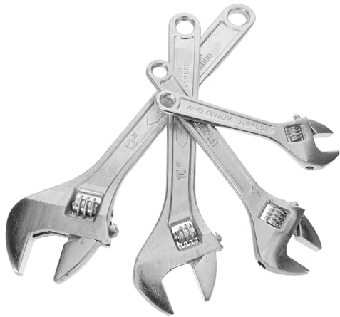 TOVINANNA Juego de 4 Llaves Ajustables de Hierro Sólido 6 8 10 12 Multifuncionales para Fontanería y Reparaciones Hogar y Garaje Llave Inglesa Portátil y Autoajustable