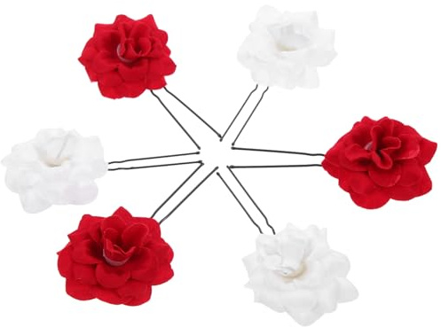 JOINPAYA Lot de 6 Épingles à Cheveux en Tissu Forme Rose U, Faciles à Utiliser et Tenant Bien, Accessoires Élégants pour Mariage et Anniversaire