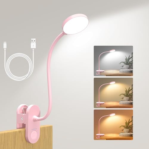 ZAPLIT 61 LED Akku Leselampe Bett –【3 Farbmodi & 10 Helligkeiten】 2000mAh Klemmlampe mit USB-C, 40cm Flexibler Schwanenhals, Buchlampe, Klemmleuchte für Schlafzimmer, Schreibtisch & Camping