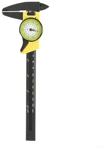 Lawnoval Calibrador de fibra de carbono 150mm Vernier micrómetro 3 vías Medición de profundidad exterior interior plástico amarillo