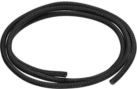 sourcing map Split Sleeve Wire Loom 1/8 5Ft Black Self Wrapping Braided Sleeve UL94-V2 Fireproof PET Sleeving for Automotive, Home Cable Management