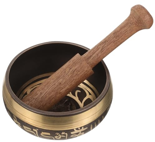 Hoement Juego de Cuenco Tibetano de Meditación con Mazo de Madera, Cobre y Accesorios para Yoga y Atención Plena, Produce Sonido Relajante para Cuerpo y Espíritu Varios estilos