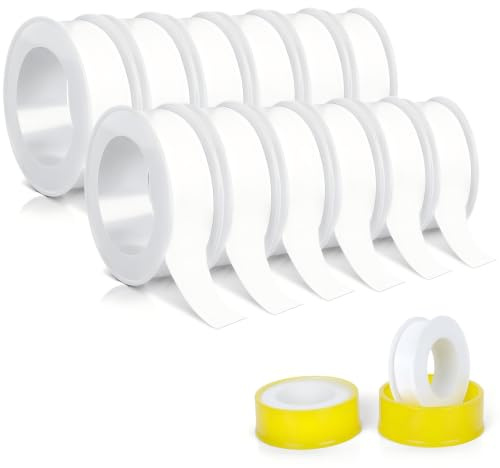 Giloty 12 Rollen PTFE Teflonband Gewindedichtband, Gewinde Dichtband für Wasserleitung, Sanitär, Küche, Pool und Industrie, Weiß (15m x 15mm)