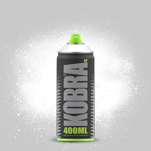 KOBRA HP High Pressure Spray Paint 400ml Can – Professional Grade 100% Acrylic Formula with Matte Finish for Graffiti, Street Art, Crafts & Multi-Surface Use (1 White)