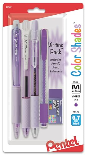 Pentel Farbschattierungen Schreibset – enthält Bleistift, Stifte und Radiergummis, Pastellviolett (BLBKALZBPV)