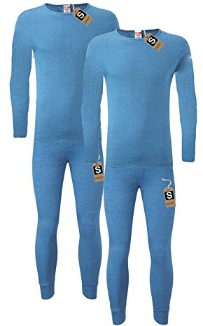 Heatwave® Pack of 2 Men's Extreme Thermal Underwear Set, Long Sleeve Top & Long Johns Set, Winter Thermals, X Large Blue