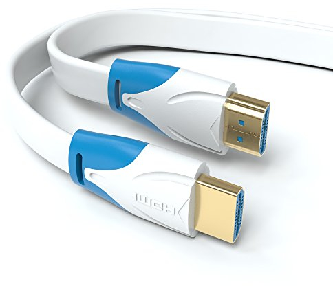 JAMEGA 10m HDMI 2.0 Kabel Flach Weiß 4K@60Hz | kompatibel mit HDMI 2.0a/b, 2.0, 1.4a | Unterstützt Ultra HD, 4K, 3D, Full HD, 1080p, HDR, ARC, Highspeed mit Ethernet