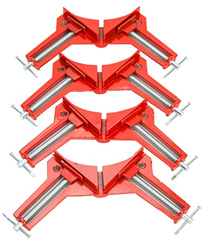 FreeTec 90 Grad Winkelspanner, 4 Stück Eckenspanner Rechts Winkel Klemme, Gehrungszwinge für Holz Holzbearbeitungs Schreinerei Bilderrahmen DIY, 75mm