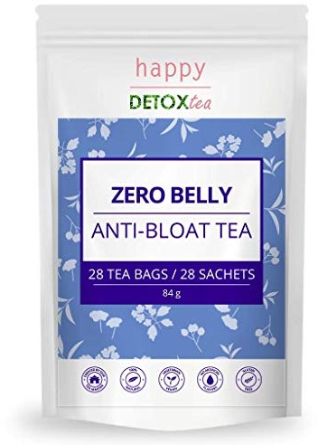 Happy Detox Tea - Thé Zero Belly - Infusion Ventre Plat Digestion Minceur - Transit - Ballonnement - Confort digestif - Elimination - Détox - Cure de 28 jours - 28 sachets