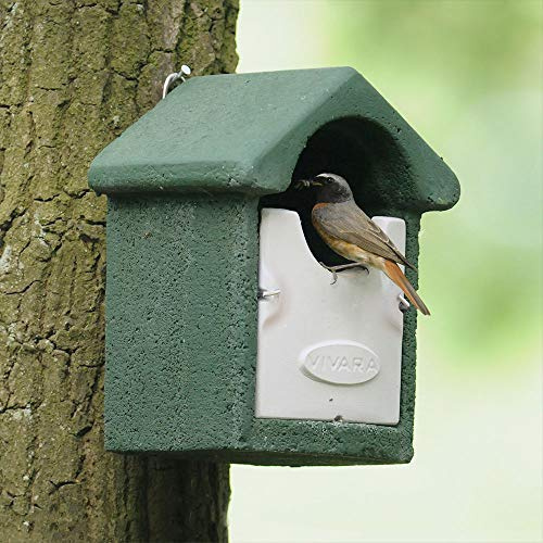 Vivara CJ Wildlife Nistkasten – Vogelnistkasten für draußen – Holzbeton Woodstone Grün – isoliert und langlebig – Innenmaß 18,5x10x10,5 cm