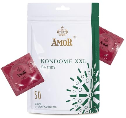 AMOR XXL Premium Kondome, Gefühlsecht, Ø 54 mm, Transparent, 50 Stück, Ideal für Männer
