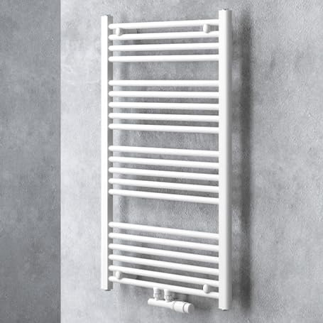 doporro Badheizung gerade 100x60cm Weiß Röhrenheizkörper Horizontal | 2 in1 Mittelanschluss oder Seitenanschluss Badheizkörper, Einfach zu installieren | umweltschonend und energiesparend