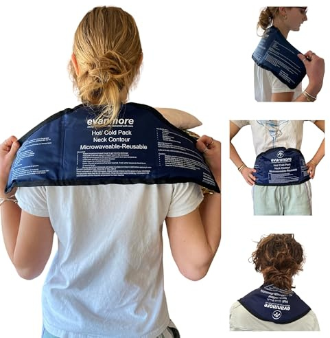 Neck Contour Hot Cold Pack Ice Gel Pad Large Upper Back Shoulder Therapy Microwave Reusable Flexible Heat Wrap Pain Relief Compress Freezer Cool Microwavable Injuries Swelling Muscle Inflammation Bag