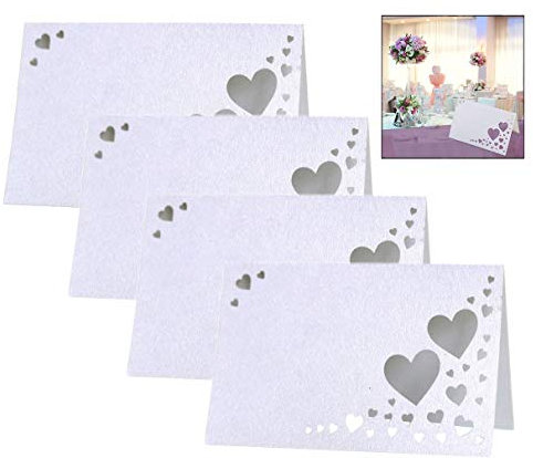 Xrten 50 Piezas Tarjetas de Mesa, Tarjeta para Comensal en Forma de Corazón Blanco, Tarjeta de Nombre Lugar para Decoración de Navidad Boda Banquete y Fiesta de Invierno