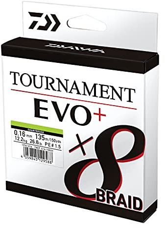 Daiwa Tournament x8 Braid EVO+, 900m, Chartreuse, Geflochtene Angelschnur