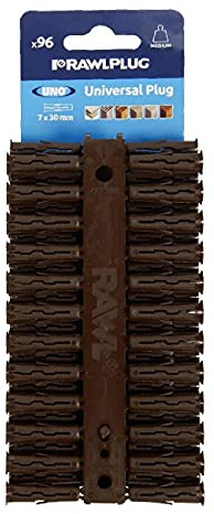 96 x Genuine Rawl Plugs Universal Uno Brown 7 x 30mm Expansion Screw Fixings