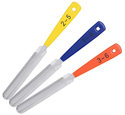 Eujgoov 3PCS Gitarren-Sattelfeilen-Set Doppelkanten-Nut-Schlitzfeile für E-Gitarren-Werkzeuge Geigenbauer-Werkzeuge für Bass-Mandoline Banjo-Ukulele