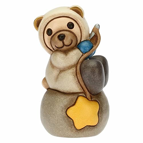 THUN - Teddy Astronauta Pesca Una Stella - Living, Icone, Bomboniere Battesimo - Ceramica Dipinta a Mano - 5,2x4,2x7 cm h