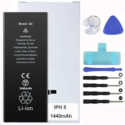 Battery Kit for iPhones Includes Waterproof Sticker, Battery Stickers, MAGNETIC Tools【12 Month Warranty】 (iPhone 5)