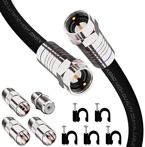 ASNQ RG6 Coaxial Cable Connectors Set 75 OHM - High-Speed Premium Coax Cable 1m - For Internet, Digital TV, Satellite, Aerial Connections - Includes 4 Extension Couplers to connect Cable Extensions