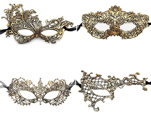 JewelryWe Schmuck 2/4/6/10 Stück Maskerade Maske Venezianische Spitze Augenmaske Spitzenmaske Gesicht Kostüm für Halloween Karneval Party Cosplay