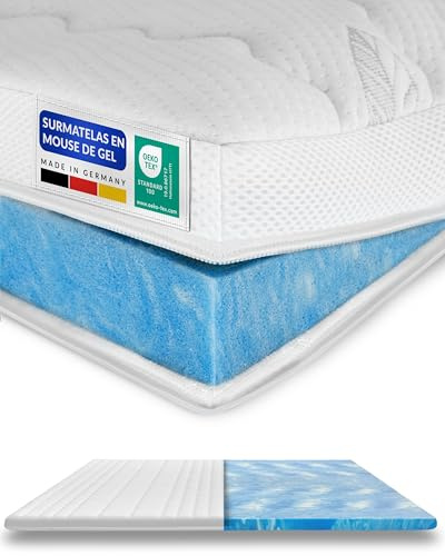 AM Qualitätsmatratzen Topper viscoelástico 180x210 Gel Suave - Cubre colchon Made in Germany - Sobrecolchon Espuma de Gel con Funda de Lyocell Antideslizante - Memory Foam Topper 180x210 cm Adaptable